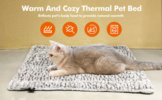 Light gray fluffy pet sleeping mat with a black and white French Bulldog sitting on it. Measures 27.5x18.5 inches. - Image 15