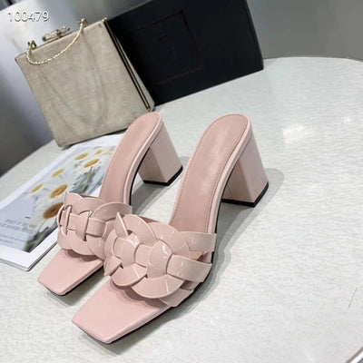 Sandalias y Pantuflas de Tacón Alto en Cuero para Mujer - Image 21