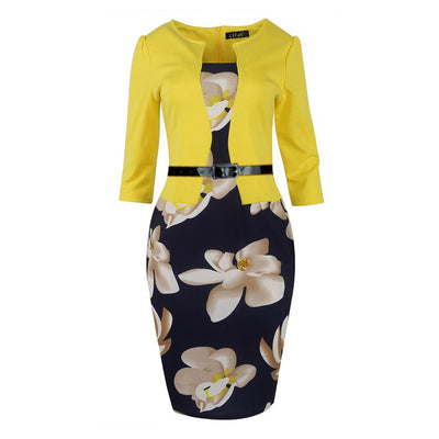 Vestido Slim Estampado con Efecto Dos Piezas para Mujer - Image 2