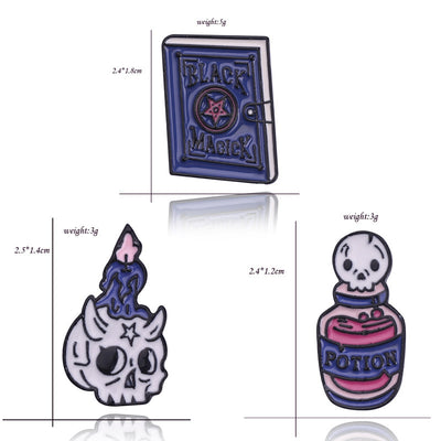 Broche Calavera Bruja con Poción y Vela - Estilo Punk Gótico - Image 11