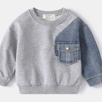 Suéter Holgado para Niños con Mangas de Punto Denim - Image 5