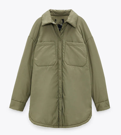 Chaqueta de Algodón Caqui Verde con Bolsillos Dobles - Abrigo Cálido - Image 13