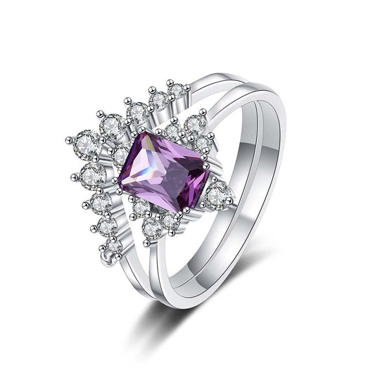 Anillo de Plata Esterlina con Amatista y Diamantes - Image 10