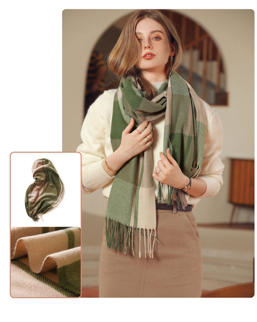 Bufanda de Cashmere Artificial Gruesa y Cálida con Flecos - Image 24