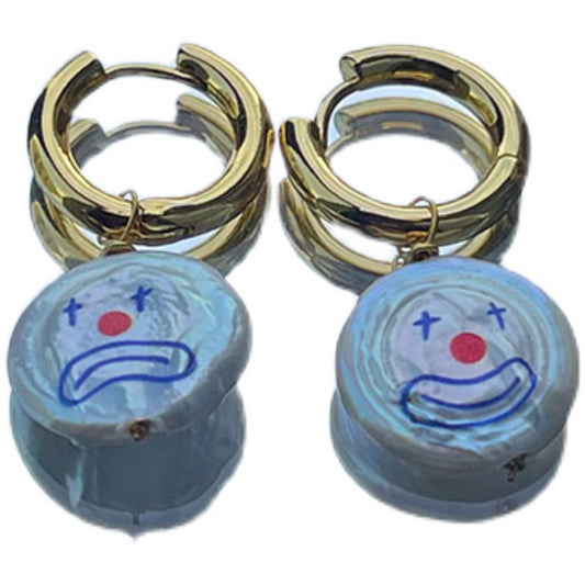 Aretes de Perla Barroca con Expresiones Emocionales Dibujadas a Mano - Image 2