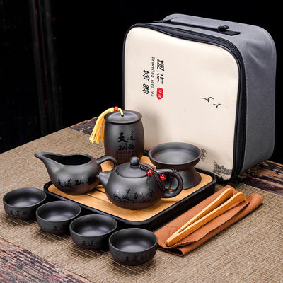Juego de Té Portátil Zisha: Una Tetera y Cuatro Tazas - Image 10