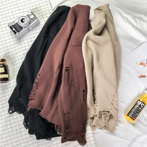 Chaqueta de Pareja Coreana con Detalles Rotos