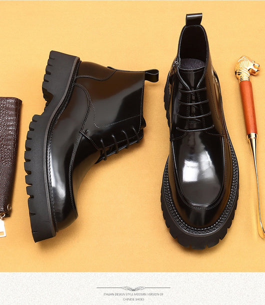 Botas Martin de Cuero Charol Plataforma con Cierre - Estilo Británico Elegante - Image 19
