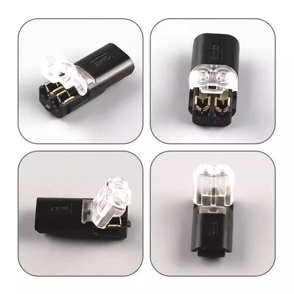 Conector de Bloque Terminal LED sin Soldadura ni Pelado - Cierre de Seguridad 2P D2