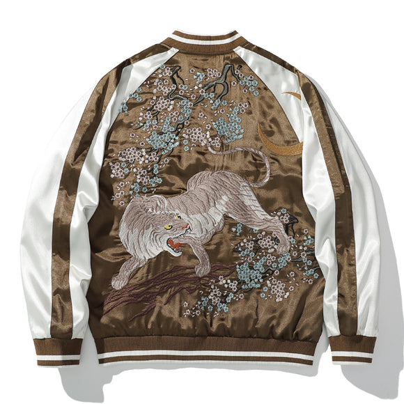 Chaqueta Beisbolera con Bordado de Tigre Estilo Chino para Hombre