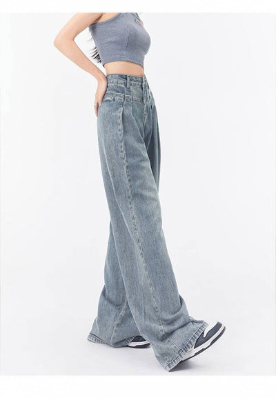 Jeans Rectos Anchos con Pliegues Elegantes de Corte Suelto para Mujer - Image 16