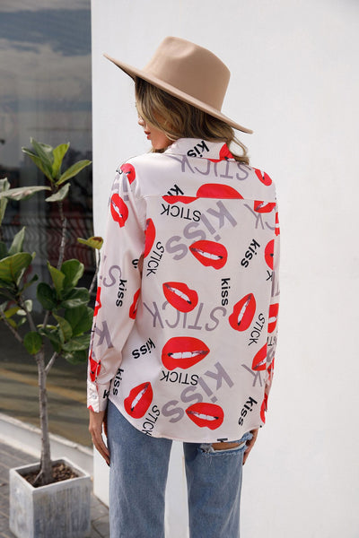 Camisa Estampada para Mujer con Cuello de Pie y Manga Larga - Image 4