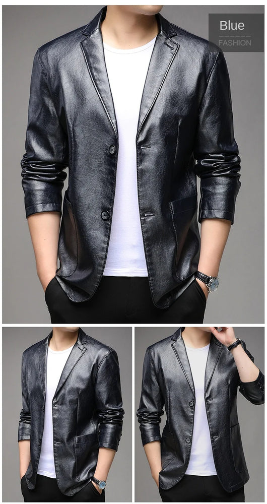 Chaqueta de Cuero PU Casual para Hombre Joven y Adulto - Image 13
