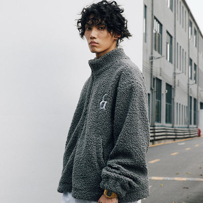Abrigo Retro de Lana de Cordero Grueso para Hombre - Cuello Alto Otoño Invierno - Image 6