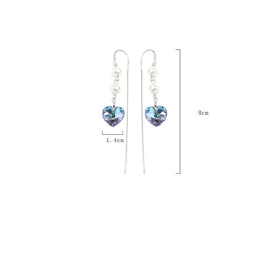 Aretes de Moda Femenina con Perlas de Cristal en Forma de Corazón - Image 5