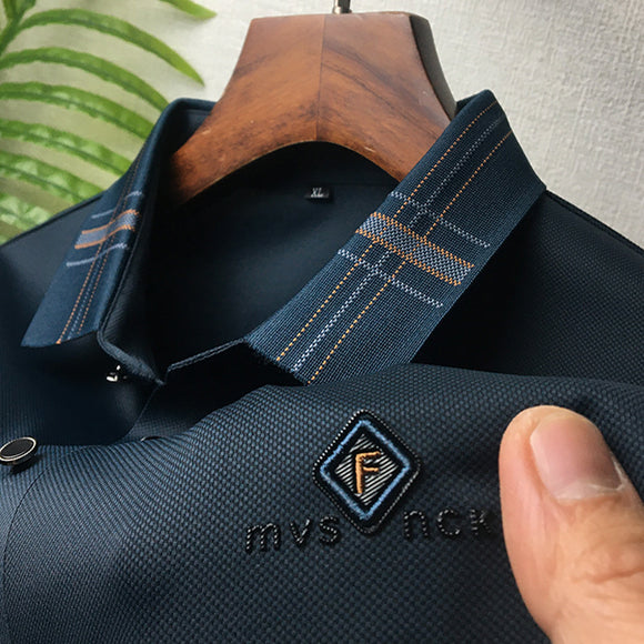 Polo Holgado Bicolor con Solapa de Manga Corta en Tela Ice Silk