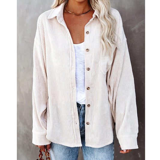 Chamarra Casual para Mujer de Solapa con Color Sólido - Otoño e Invierno - Image 2