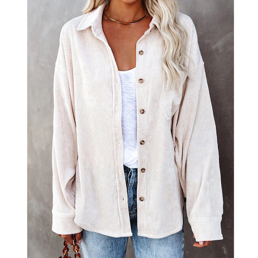 Chamarra Casual para Mujer de Solapa con Color Sólido - Otoño e Invierno - Image 2