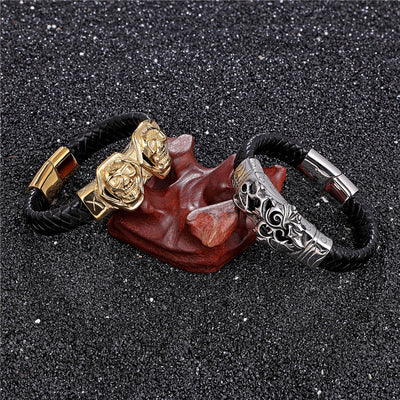 Pulsera de Cuero Negro con Acero Titanio - Joyería Masculina Elegante - Image 16