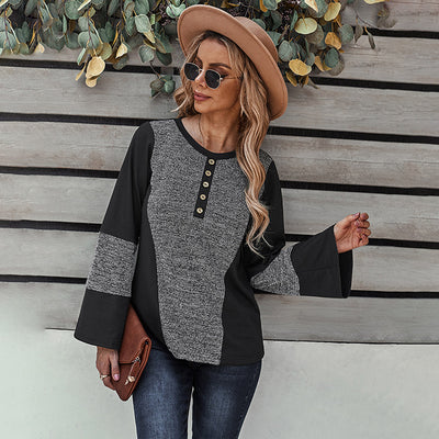 Camisa Suelta de Patchwork Primavera Temprana - Casual para Mujer