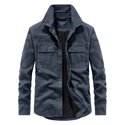 Camisa Denim Manga Larga Lavada para Hombre con Forro - Image 10