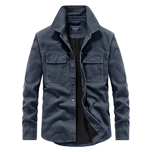 Camisa Denim Manga Larga Lavada para Hombre con Forro - Image 10