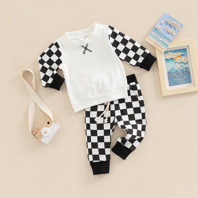 Conjunto Infantil Cuadros con Suéter y Pantalón Largo - Image 9