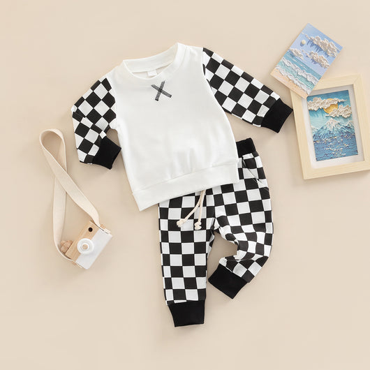 Conjunto Infantil Cuadros con Suéter y Pantalón Largo - Image 9