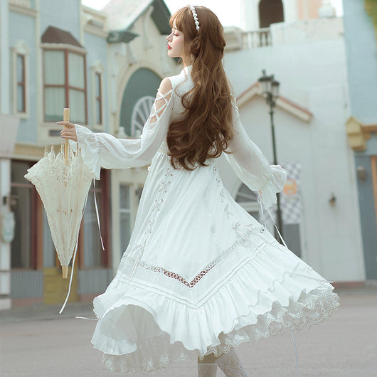 Vestido Lolita Primavera Elegante - Diseño Clásico Pure Color Largo - Image 4