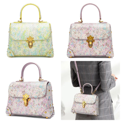 Bolso de Mano de Cuero con Patrón de Serpiente - Image 2