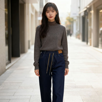 Pantalones Vaqueros Rectos de Cintura Alta con Forro Polar y Pierna Ancha - Image 18
