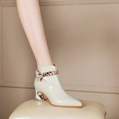 Botas de Cuero Charol con Tacón Robusto y Punta Afilada - Image 3