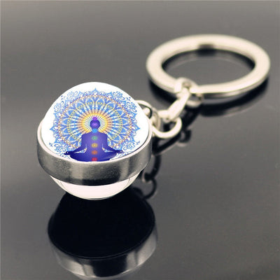 Llavero Colgante de Cristal Doble Cara con Símbolo de Yoga - Image 20