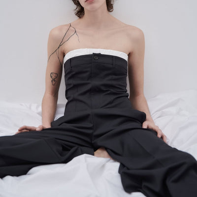 Jumpsuit de Pierna Ancha con Cuello Frío y Detalles en Contraste - Image 7