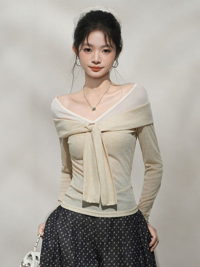 Camiseta Manga Larga Ajustada con Costuras Decorativas para Mujer - Image 7