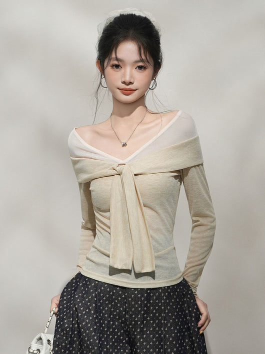 Camiseta Manga Larga Ajustada con Costuras Decorativas para Mujer - Image 7