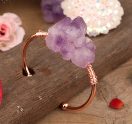 Pulsera de Cuarzo Cristal Amatista Natural para Mujer