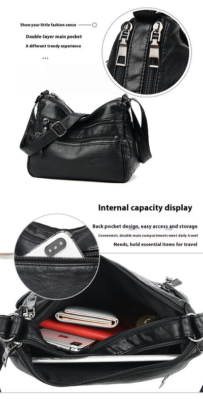 Bolso Bandolera de Cuero Genuino Lavado - Diseño Minimalista Versátil - Image 15