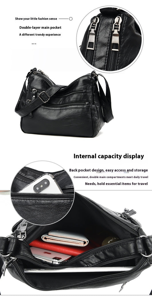 Bolso Bandolera de Cuero Genuino Lavado - Diseño Minimalista Versátil - Image 15