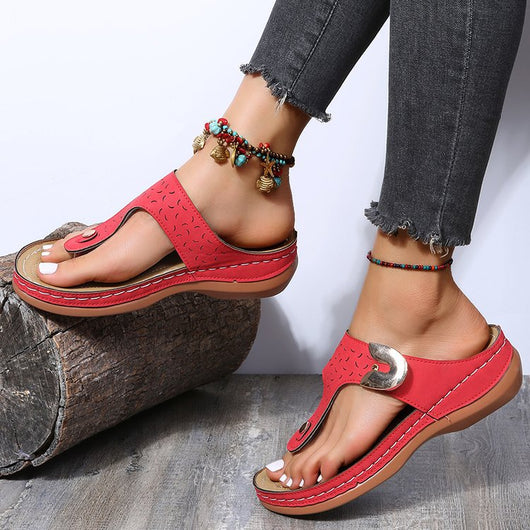 Sandalias Cómodas con Cuña y Hebilla Metálica Hueca para Mujer - Image 2