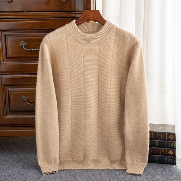 Suéter de Cachemira para Hombre Invierno - Cuello Redondo Rayas Doble Grosor