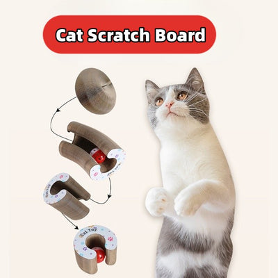 Rascador Plegable Corrugado para Gatos con Campana y Marco de Escalada