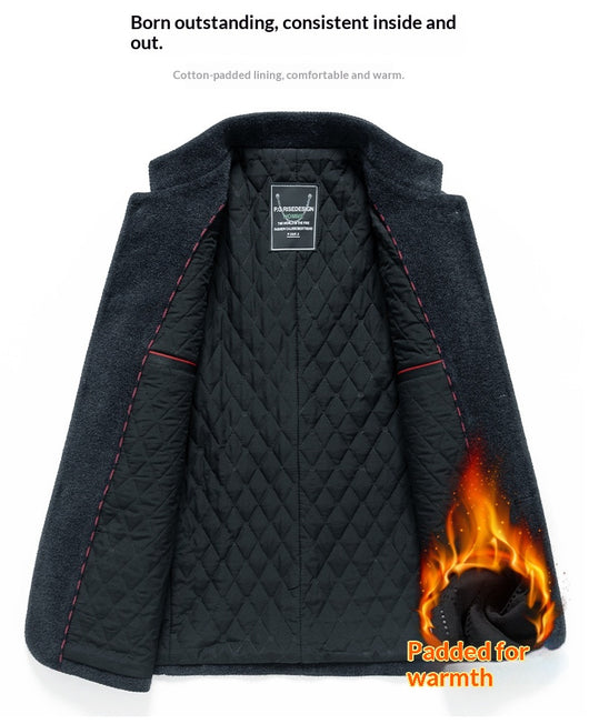 Abrigo Casual de Lana Chenilla con Cuello Alto para Hombre - Image 6