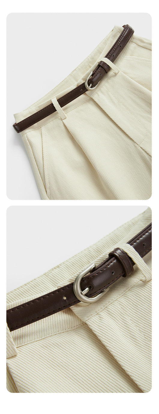 Pantalón Ancho Blanco de Pierna Recta - Versión Coreana Multiusos - Image 14