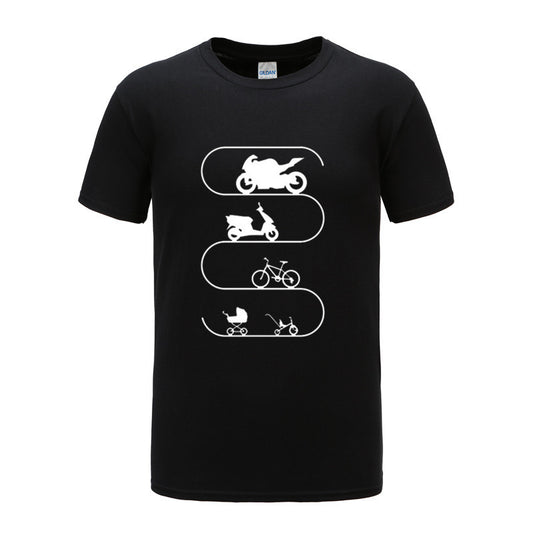 Playera Motociclista Retro Monocromática Cuello Redondo Manga Corta