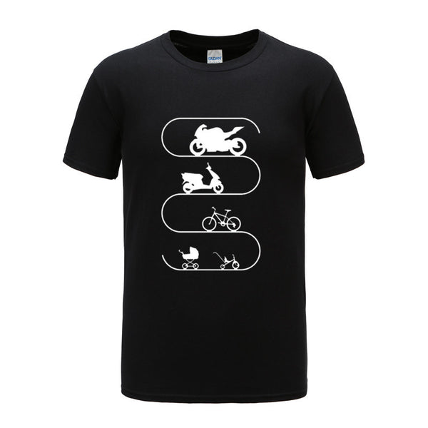 Playera Motociclista Retro Monocromática Cuello Redondo Manga Corta