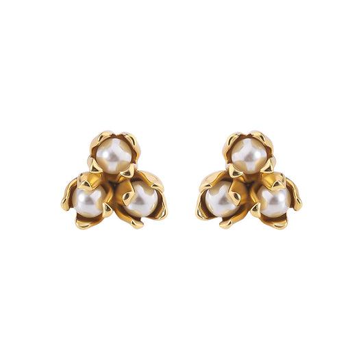 Aretes de Acero Inoxidable con Perla 18K Chapado en Oro - Image 5