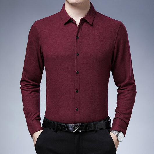 Camisa Casual de Negocios a Cuadros Manga Larga para Hombre Maduro - Image 9