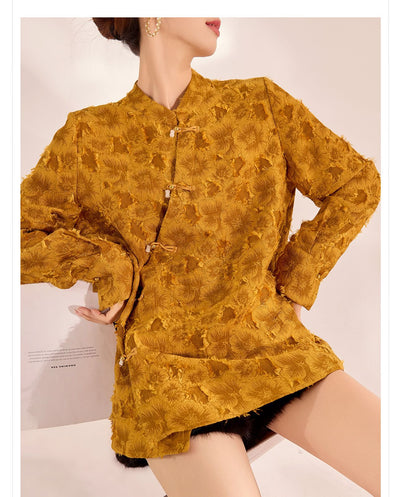 Camisa Suelta Estilo Chino con Cierre Diagonal - Diseño Elegante y Sofisticado - Image 9
