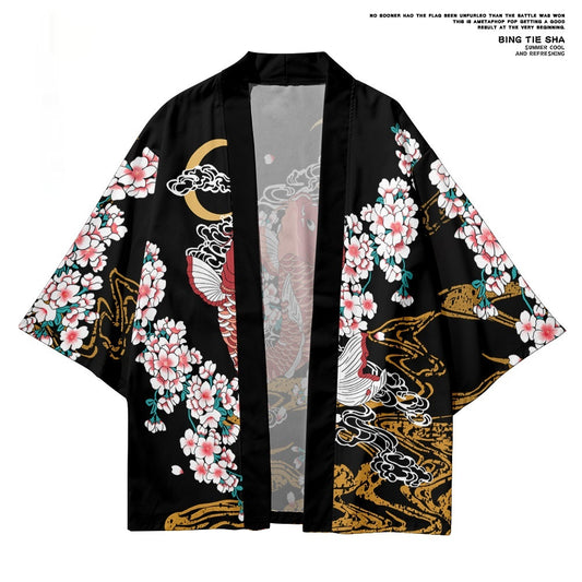 Conjunto Kimono Harajuku Estampado Digital Koi - Bata, Pantalones Cortos y Capa - Image 2
